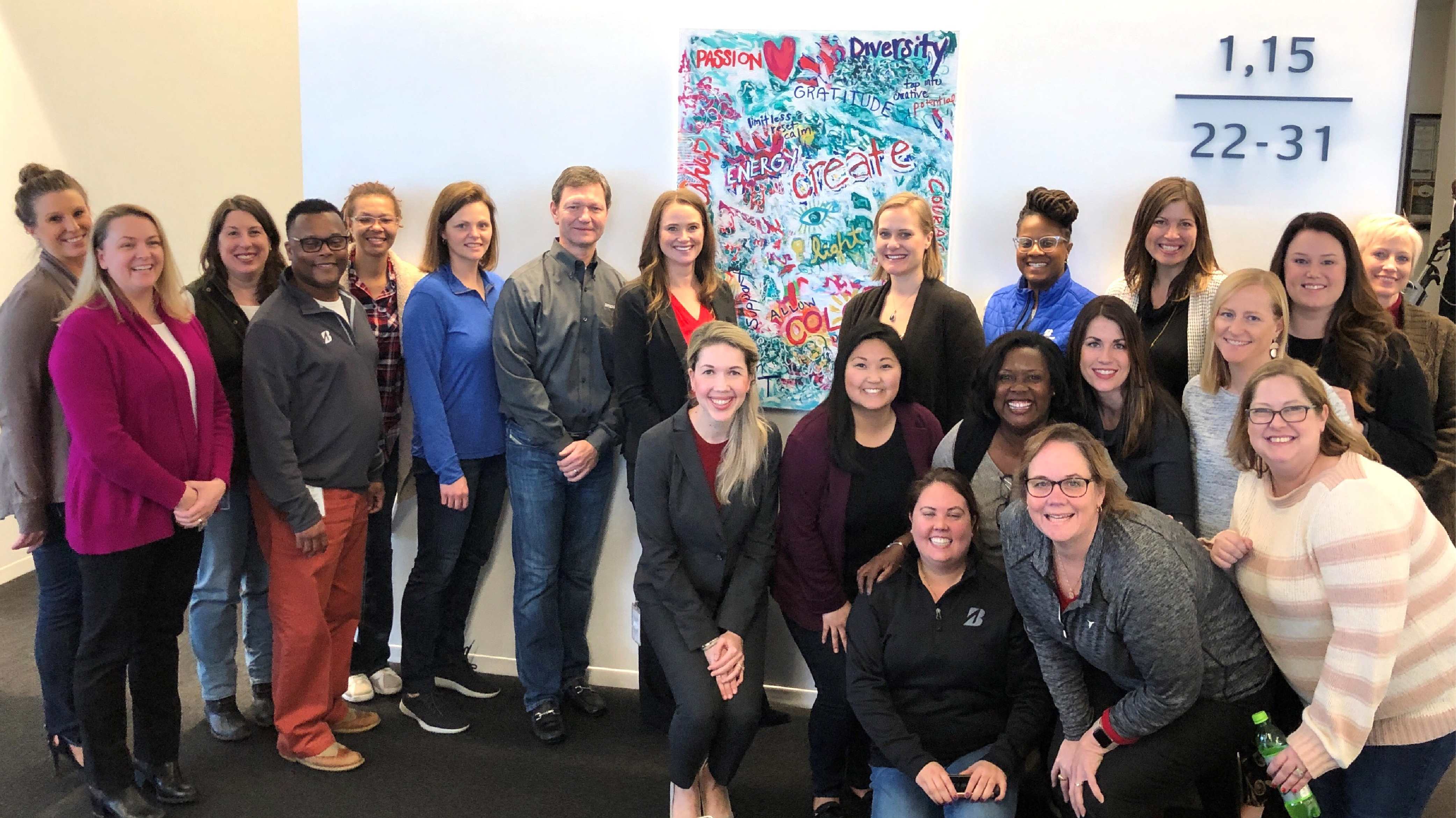 Bridgestone Women's Initiative Group painting at Bridgestone Tower